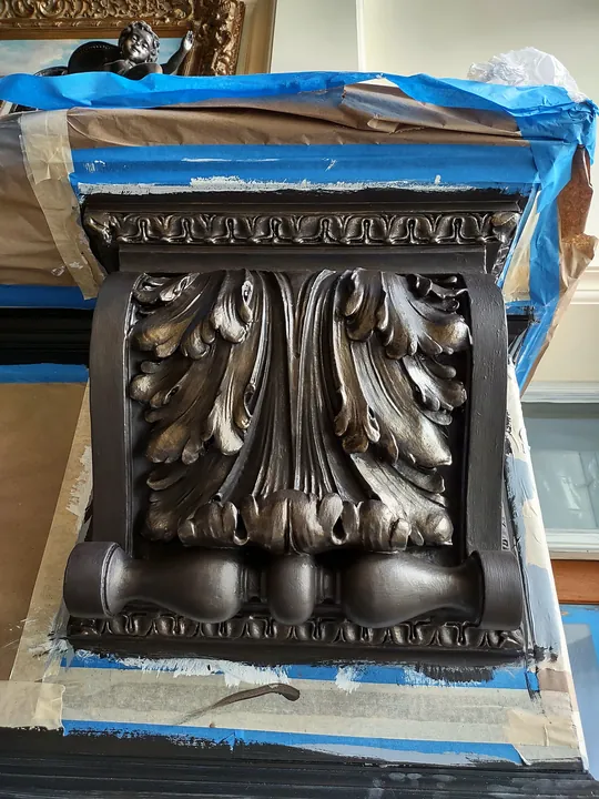 Same corbel with a hand-applied faux bronze finish